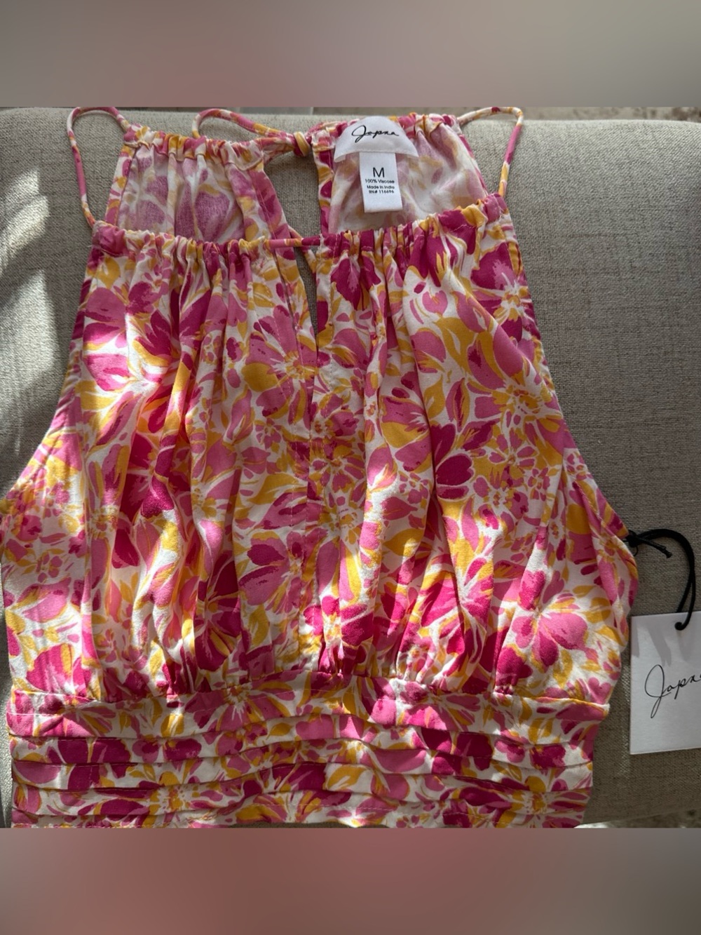 Japna Pink & Yellow Floral Mini Skirt